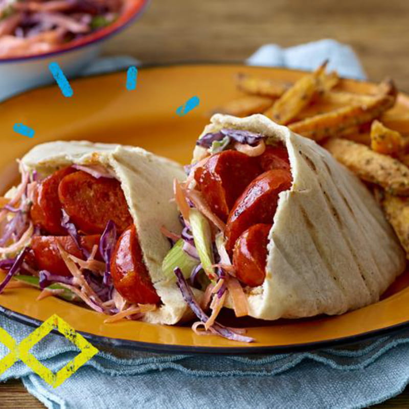 Chimichurri chorizo pita met koolsla