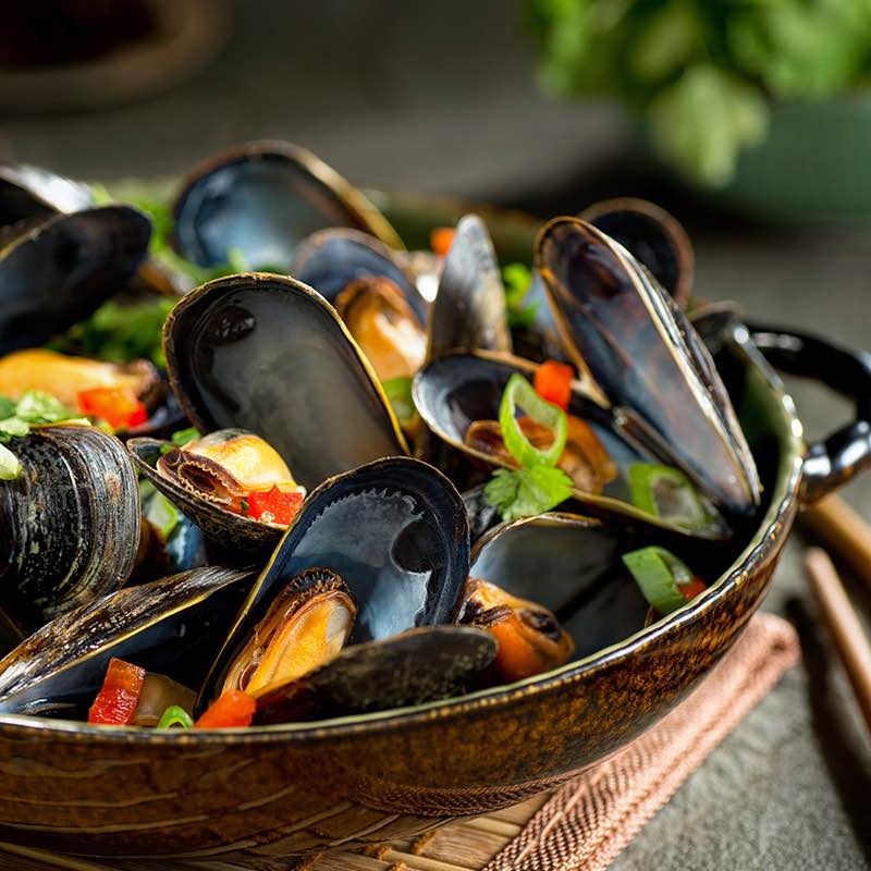 Mosselspiezen met kerrie