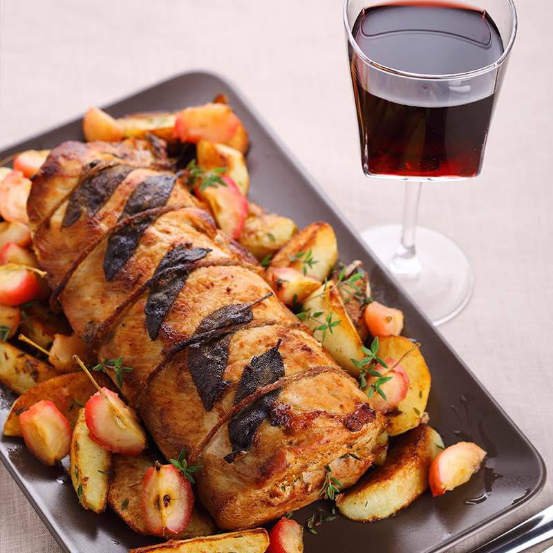 Varkensrollade met appel en salie