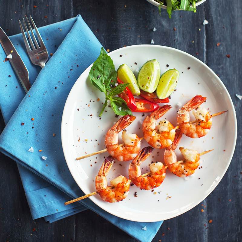 Frisse garnalen met limoen 