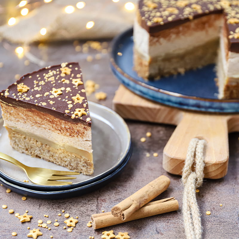 Shortbread taart met kaneelmousse en speculaas 