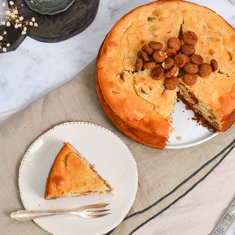 Cheesecake met een bodem van kruidnoten